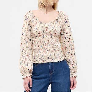 GAP Smocked Waist Floral Top